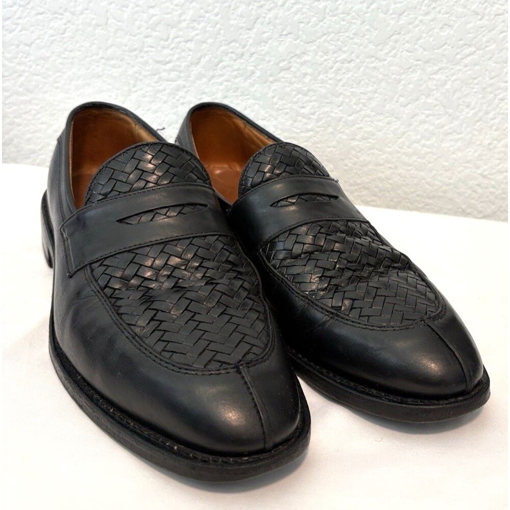 Allen Edmonds FOLEY Men's Black Leather Woven Split Toe Penny Loafer Size 9B